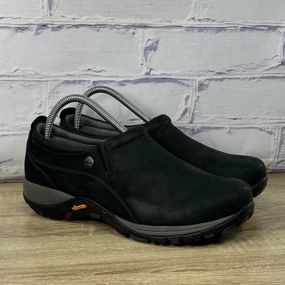 Dansko Patti Black Nubuck Waterproof Slip On Shoes Women's 39 US 8.5-9 Vibram